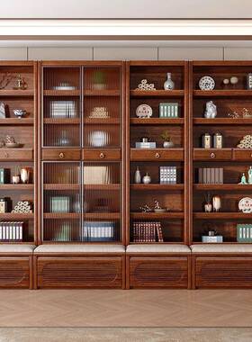 金丝桃橱木带全实30422木书柜玻璃门自由组合书胡多功能靠墙立柜
