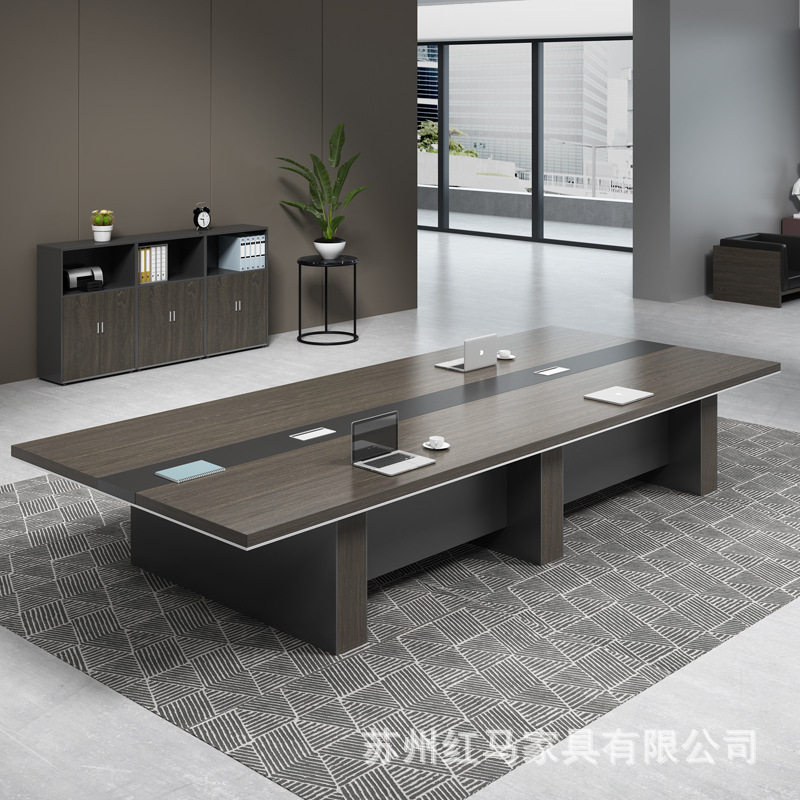 板式简约现代长桌会议桌椅组合
