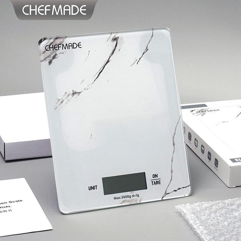 CHEFMADE学厨房电子秤1g钢化玻璃触屏家用量秤烘焙工具3kg台秤
