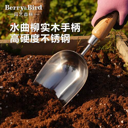 Berry&Bird园艺森林种花园艺铲子土勺家用盆栽移植换盆工具不锈钢