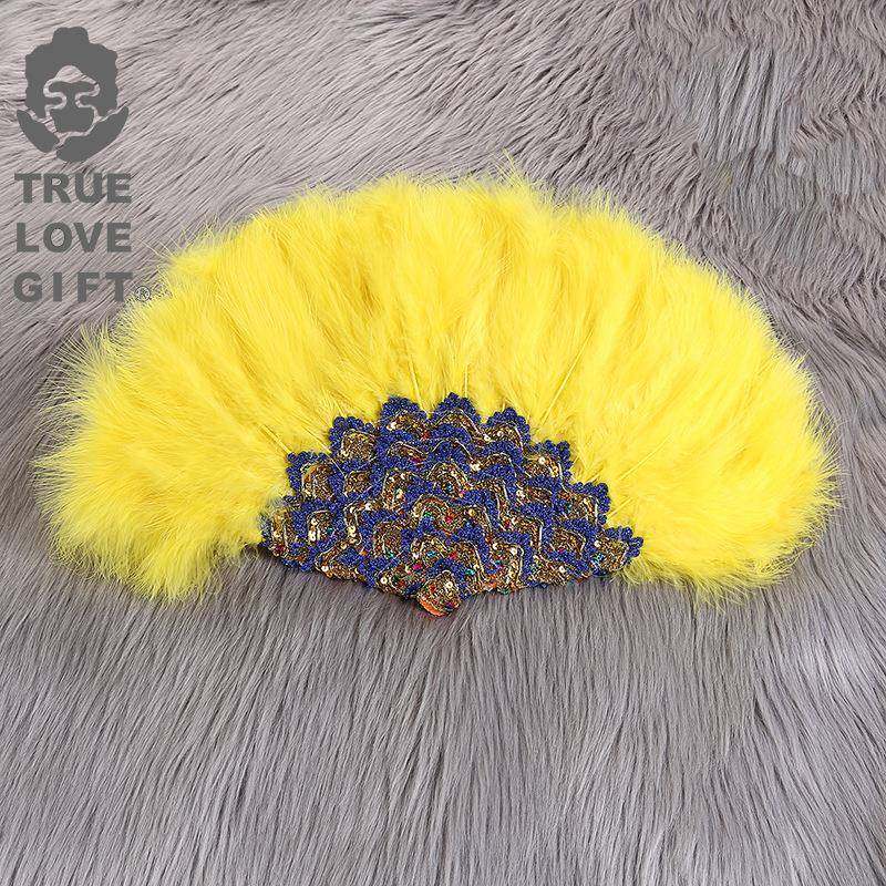 西式婚饰礼服搭档新娘伴娘手羽子毛拿扇礼派对-装鸵鸟毛扇工艺礼