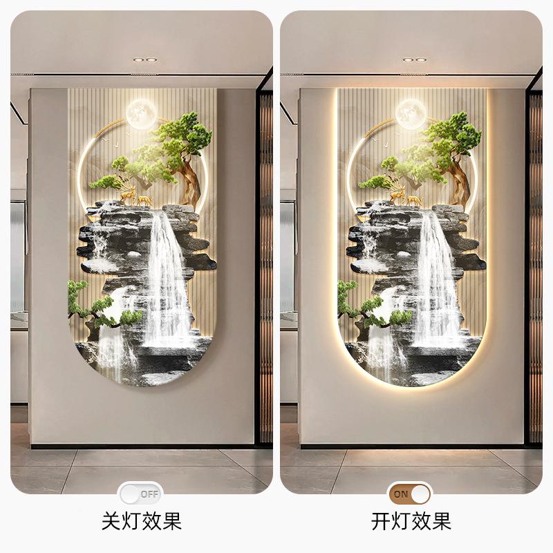 流水生财山中水画新式高玄关装饰画级感走廊AWL过道挂画入门壁户