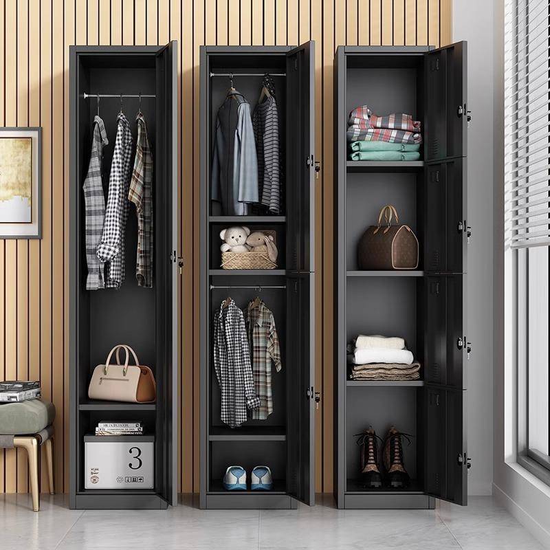 钢制单门更衣柜员工宿舍浴室收纳ZWH柜办公衣储物柜简易黑色带锁