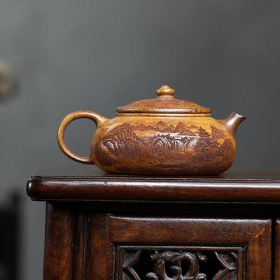 宜紫优等品砂壶原矿兴高温泥千里江山寒江壶泡段茶家用茶具密文