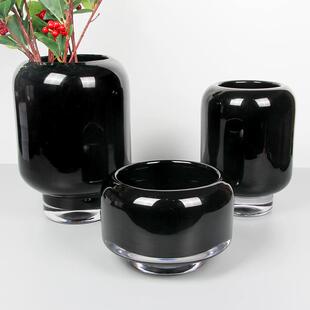 极简桌黑色透AL-65074璃花瓶售楼明处样板房软装摆设餐玻客厅插花
