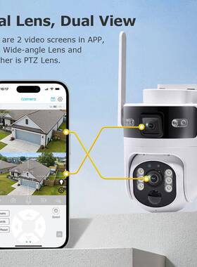 户外双画4G太阳能摄像头6MP高清全耗彩夜视广角65低面功摄监控像