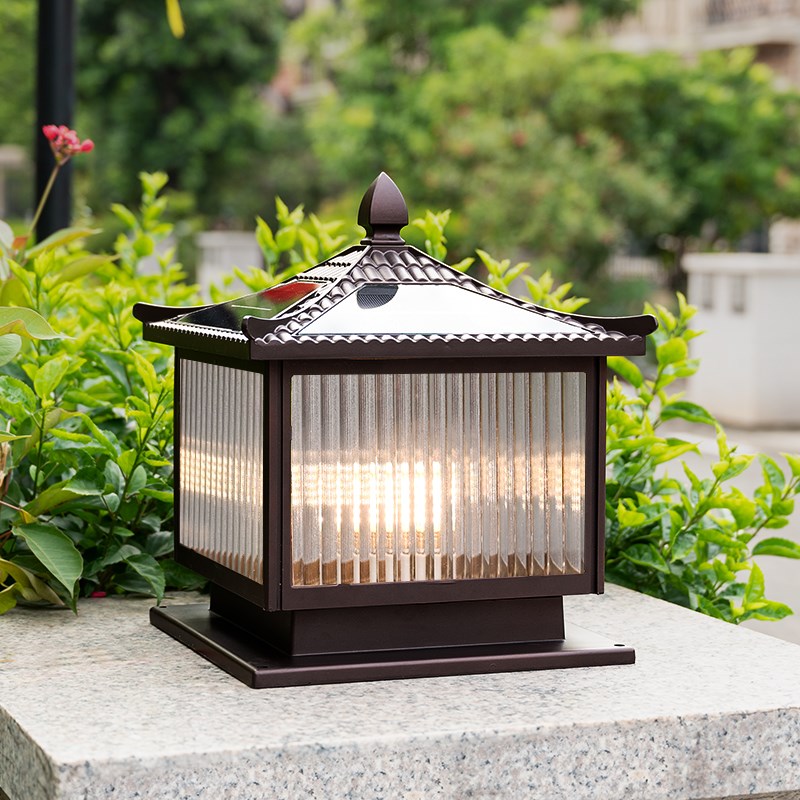 太阳能庭院柱头灯户外防水围墙围栏灯别墅大门口门柱.子灯接电款