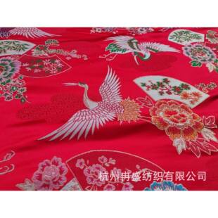150宽密度仙鹤扇织锦舞缎儿童旗袍礼服唐BGP装 婚服面高料 布中料式