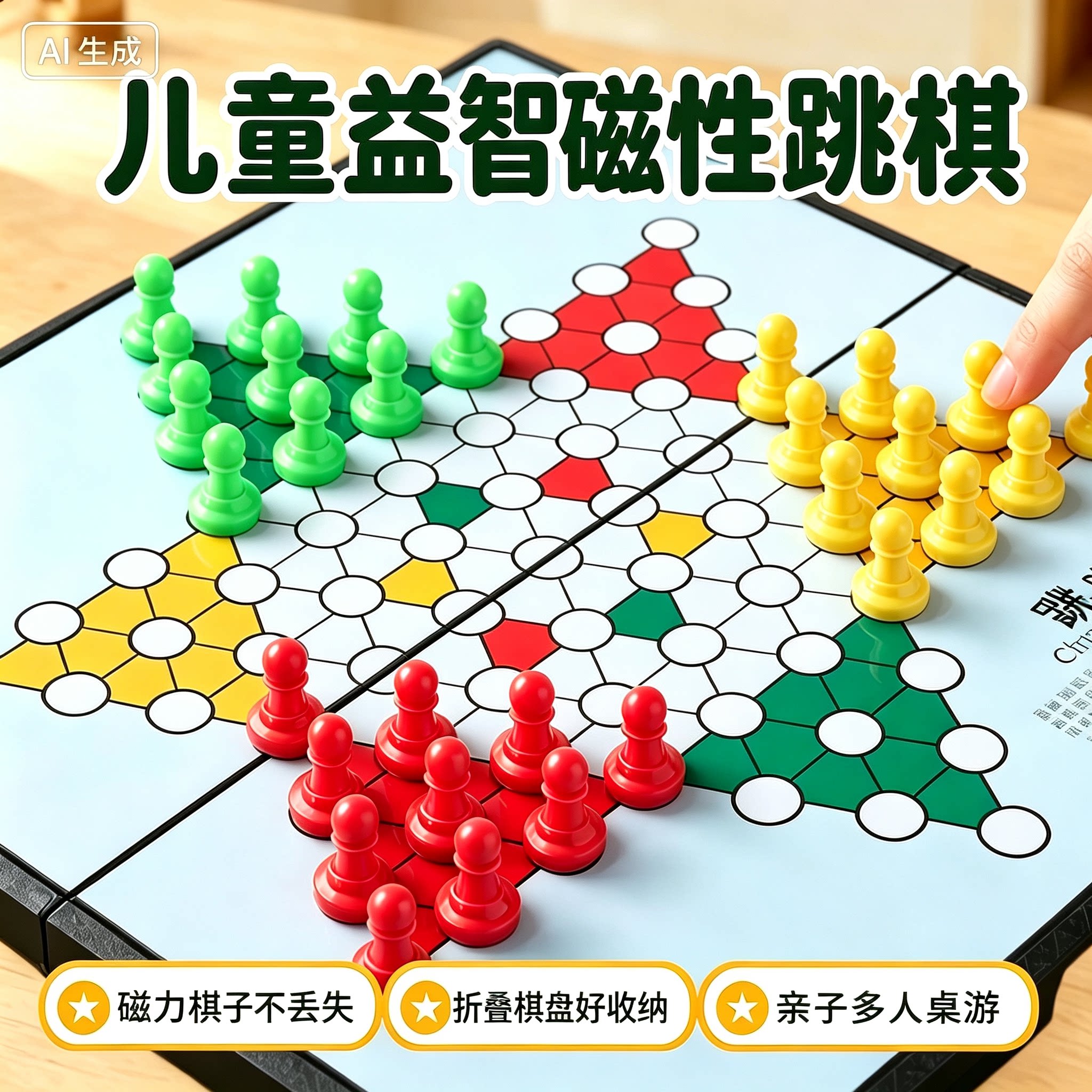 磁性跳棋飞行棋斗兽棋磁性棋子幼儿园棋类游戏益智力玩具折叠棋盘