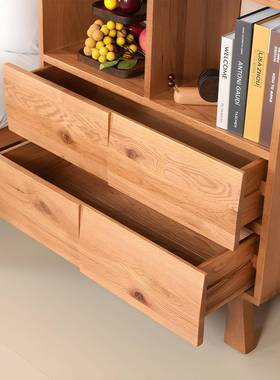 厅书置物柜沙发旁卧室边柜实木办公室书柜书客架储柜房简约AJM物