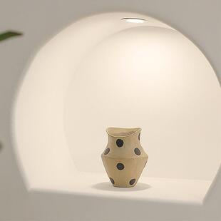 瓷现代简约抽F98JMH9H象艺粗术黄色奶油风磨质砂感陶土陶小花器民