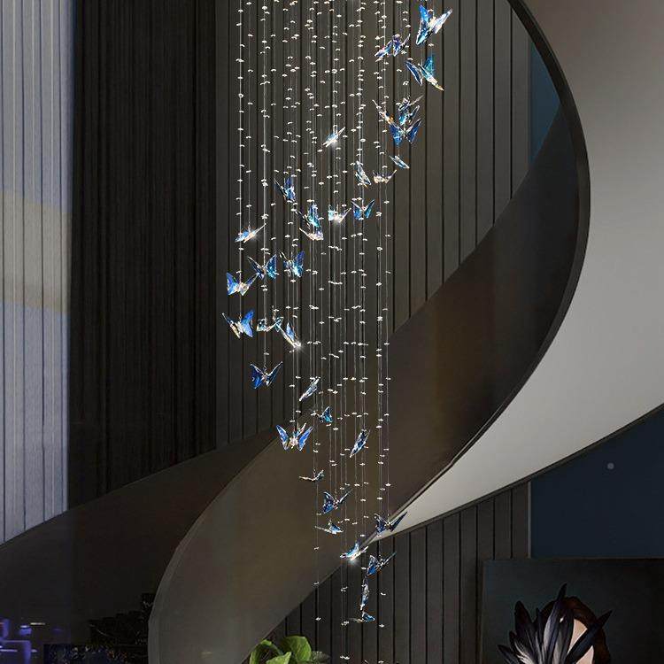 转蓝复式灯简见描述约楼灯梯现代别墅楼旋转井灯蝴蝶大厅水晶梯彩,家装灯饰光源,智能吊灯,淘宝优惠券,粉丝福利购,淘宝优惠卷