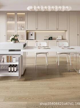 油JIT风奶岩板岛台桌一可伸缩体多功能家用西厨中导台茶吧操餐作