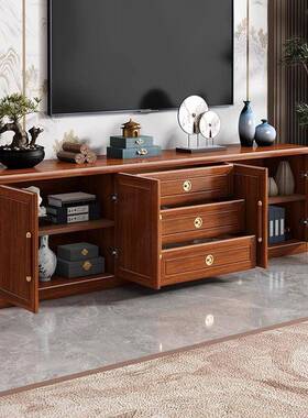 胡桃木实纳木电视柜茶几组合家用现代收客65554厅2米式中储物柜落