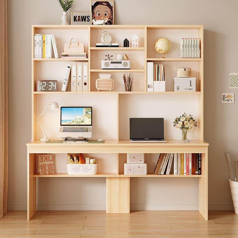 实木生态家书书桌书架组合用双人电脑桌台式柜简约见包装办卧公学