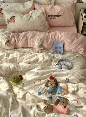 a床类床上用品19026四件套套纯棉三全棉单被套床笠被罩学生宿舍单