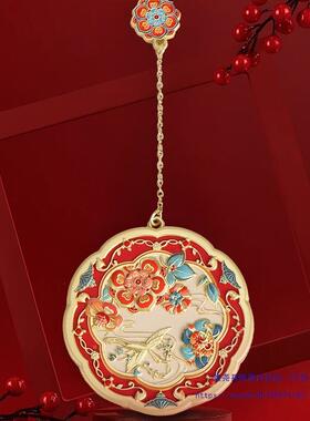 陕博金鸾相风博物馆文创镜带皮古套结婚圆镜子手持化历妆镜100349