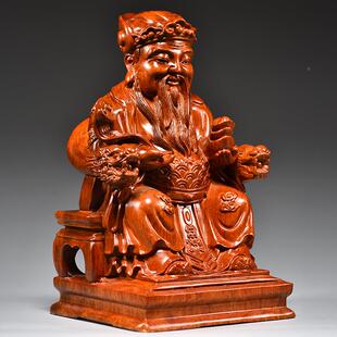 花梨实雕刻土地根公JLB摆件木头雕福德正工神创意家居客厅木装饰