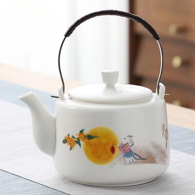 羊脂白瓷茶壶瓷单壶玉家用陶冷开水壶大容量凉水QBU壶耐高泡茶温