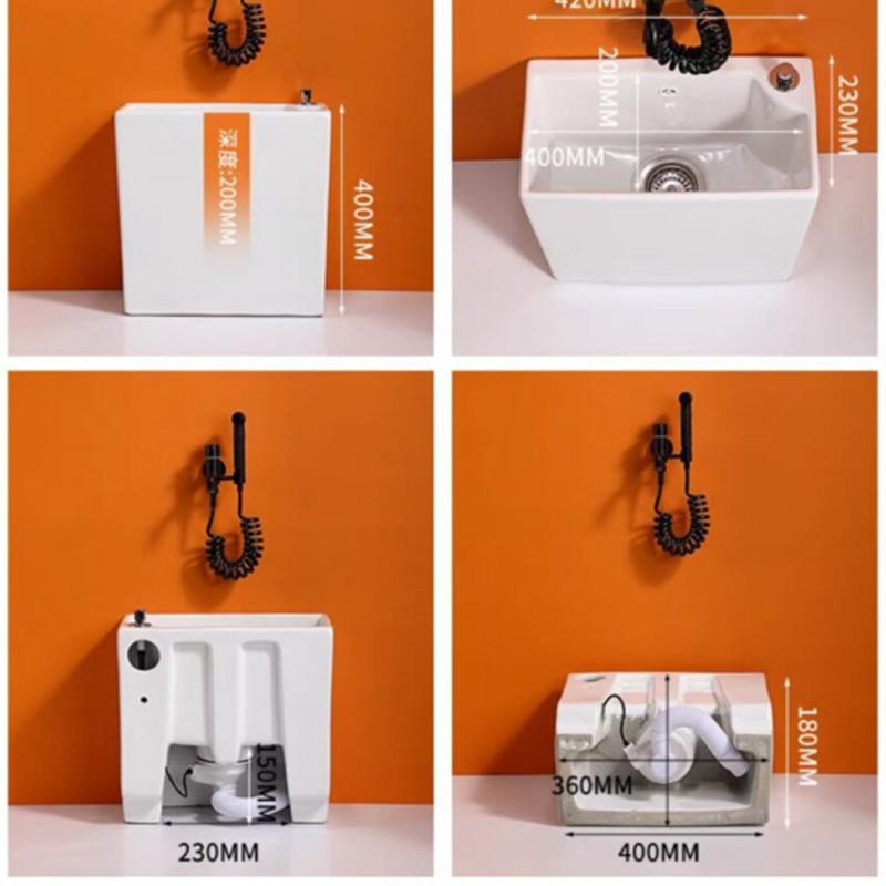 卫生间拖池布池陶瓷拖把槽洗盆池子长方形252控一键台排水墩布池D