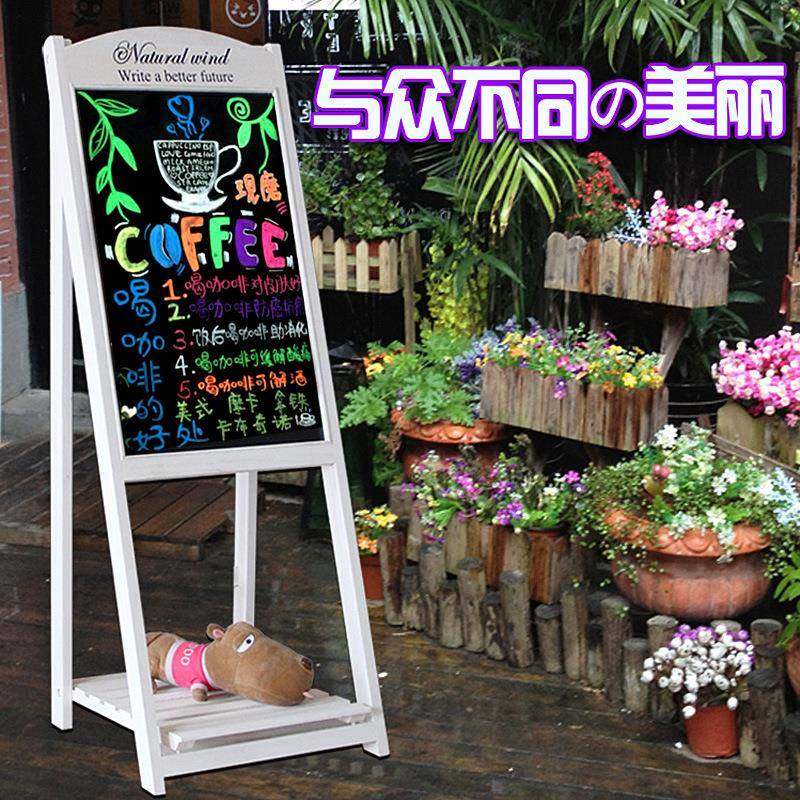 花架旧黑板广告板示字复古桐木写板做展架QM-TMHB0留言菜单牌促销