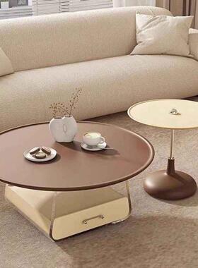 奶油复古几式家用简约客现代茶亚克力圆形小户型厅组合网法红CNW