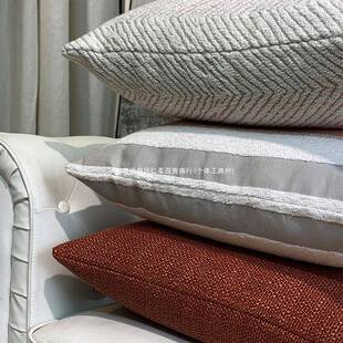 现简约橙橘色垫抱枕代套条用纹波浪棉麻靠家客厅沙发椅子YUEJURZ6