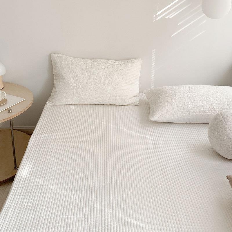 xyF76H9J7Jt在耳边棉直条缝全床笠三件套罩席梦思纯棉夹绗棉单件