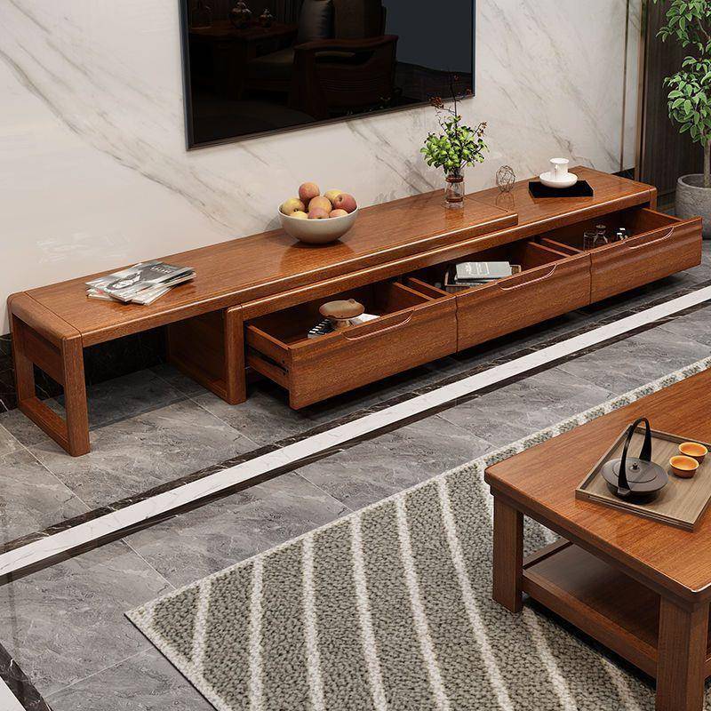 胡桃木实木视柜功能客厅多伸缩小户型简子约柜中式CZI客厅电电视