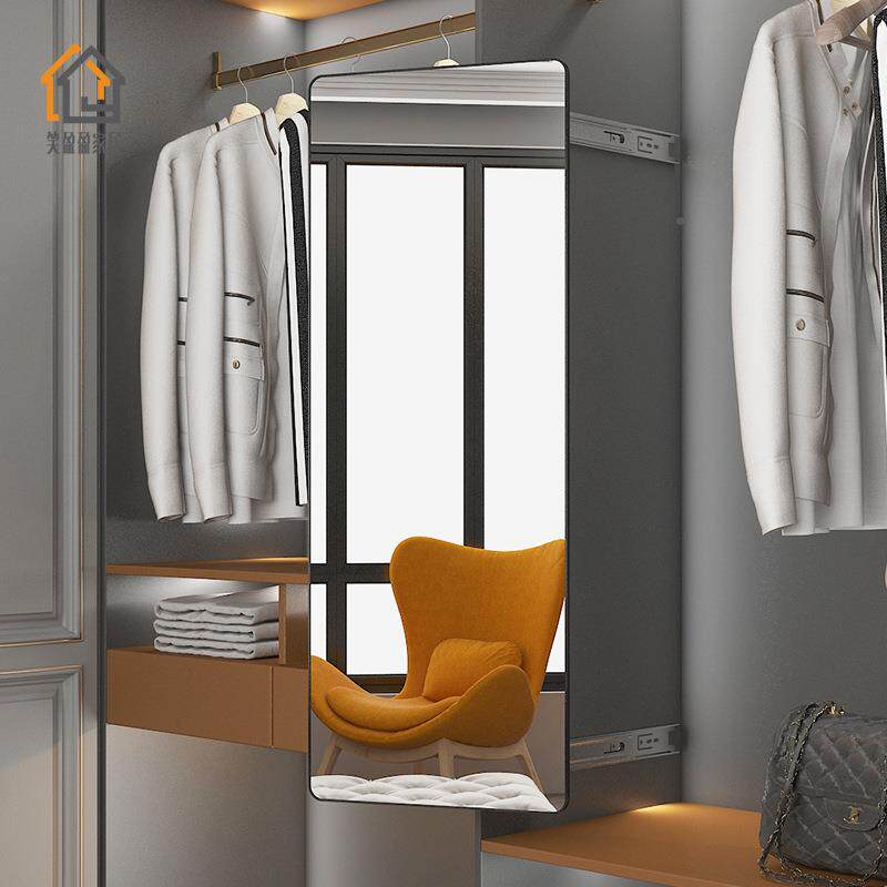 轻衣柜镜子奢内EEF装隐形推拉内置旋转缩折叠内柜一衣体全身伸穿