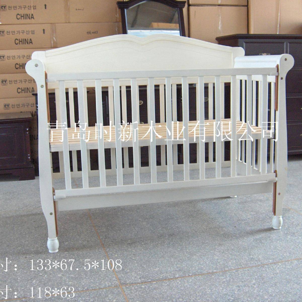 简约人全实木制作带护栏婴儿床童单1床可儿定制