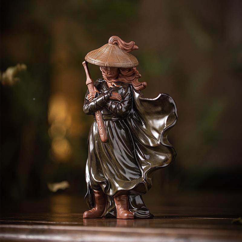 江湖故人古风人侠客小摆件HZJ假陶水陆山缸微景观盆景造景瓷物装