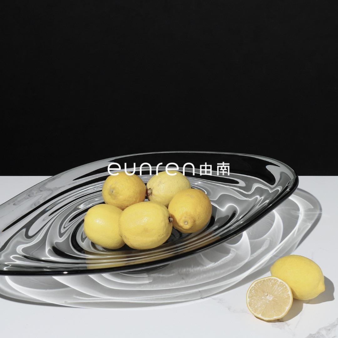 极简轻奢玻璃水盘家用客厅几茶件样PRC板间摆高端果样板间高档装