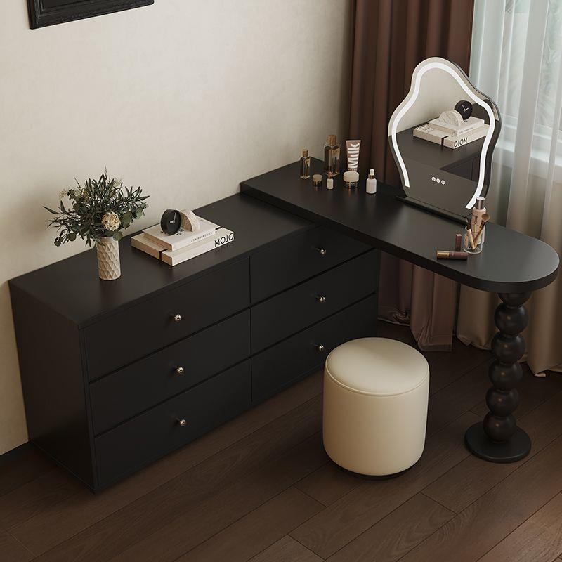 Rd全实木妆台中古梳妆台斗柜妆一体卧室胡桃木复古化桌收199纳t风