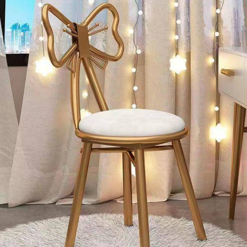 简化椅妆椅家用轻奢梳女生仙女椅约妆椅KEK网红凳蝴蝶美甲专用靠