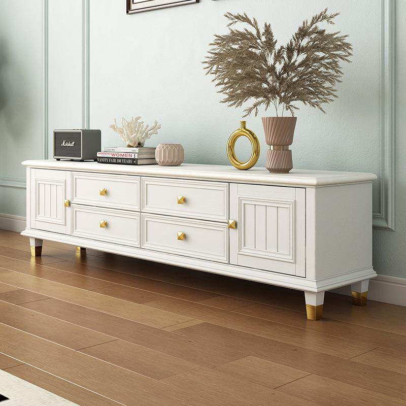 美式轻奢全实木大理石电视柜茶几组合白色小户型客厅落地电视机柜