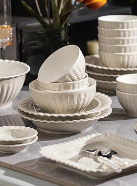 碗碟组套装用新款高级感奶Z1204灰色陶瓷碗家碗盘具全套合餐具套