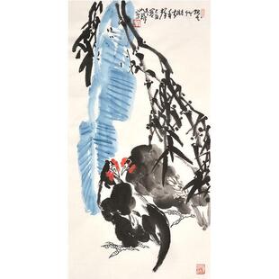 崔名家如纯手荷花画UpwGW2GW客厅玄关水墨画字画现代琢装 饰绘画纯