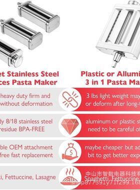 适配Ki不tchenaid立式搅拌机意大利压面配件钢面锈皮KA压面三细面