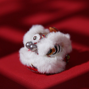 中秋节醒狮挂饰汽车挂件车内吊饰民俗舞狮摆件後照镜车载吊坠红色