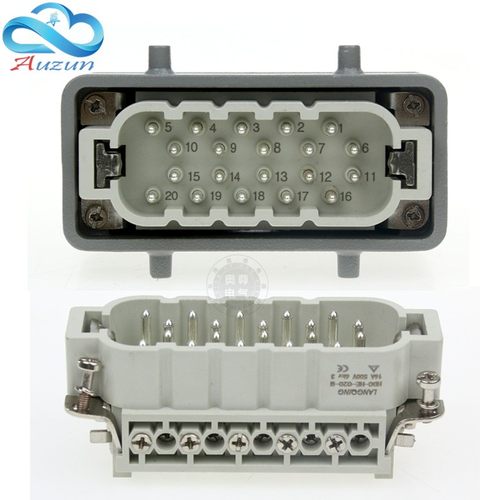 20芯矩形HDC-HE-020航空插头插座16A重载连接器 工业防水