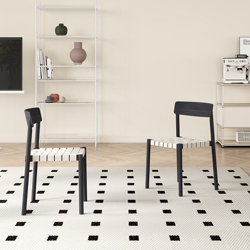 意式设计师餐椅现代简约靠背复古凳子藤编家用中古风实木吃饭椅子