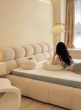 奶油is风现代科技艺绒布床泡n芙床CSO简约卧布艺床床家用云朵双人