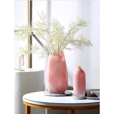 北欧轻ali-7488奢面粉色切手家工玻璃花瓶样板间居卧室装摆饰品件