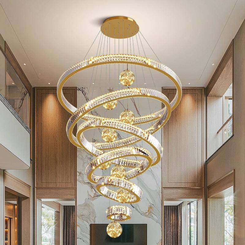 墅挑o空客厅吊灯轻奢现代lf公寓t楼梯587吊灯2025新款别复式楼大