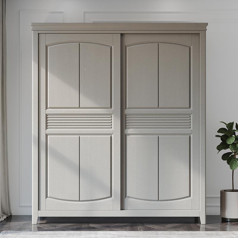 美式实木衣柜复9108古收风卧量室家具推门储物柜大容衣橱卧室拉纳