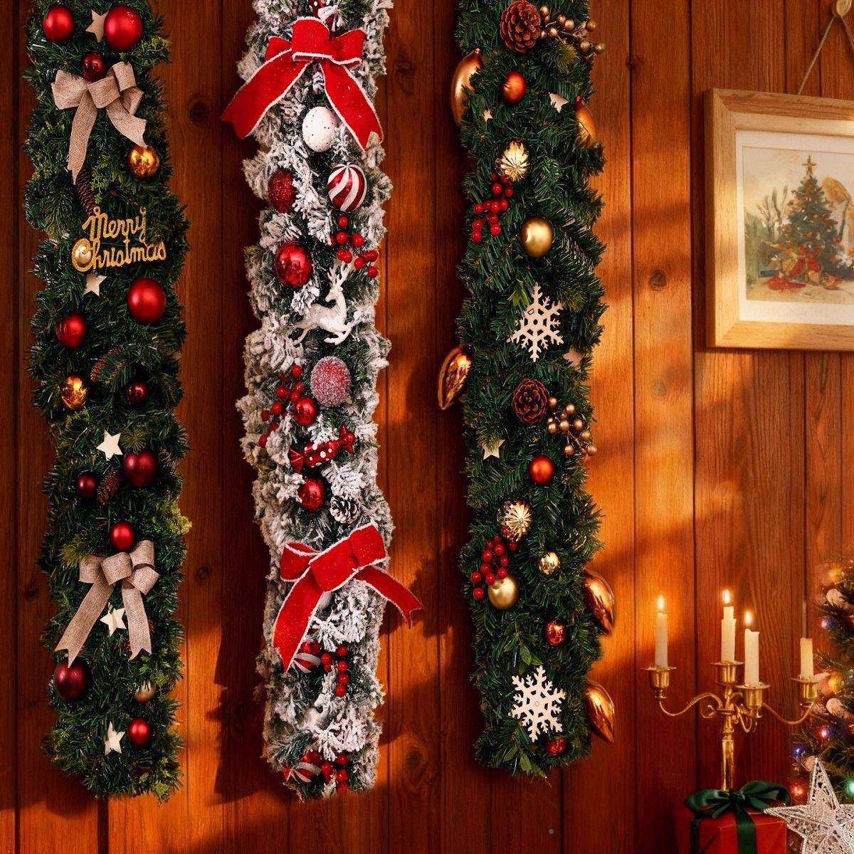 0仿4985圣2诞藤条真吧台装饰加密花2环道具挂饰背景墙面挂件场景,节庆用品/礼品,圣诞装饰品,淘宝优惠券,粉丝福利购,淘宝优惠卷