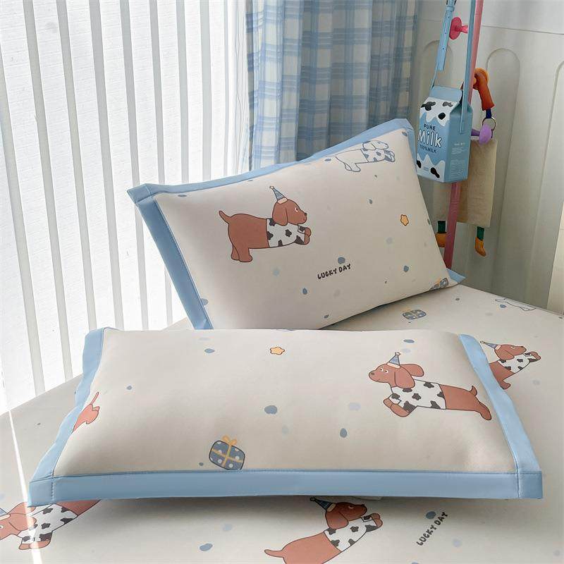 快乐狗韩系床风清凉季ZZD数码印花夏碳光冰丝席床席床笠狗三件套