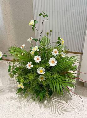 高档落地绿植仿菊真波斯装橱花艺窗景观造TM673688景服装店样板间