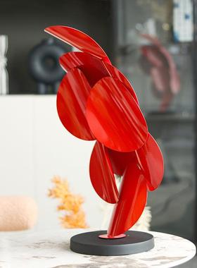 艺PXK术抽象金艺术叶子属层叠摆件楼样板间售处客厅玄雕塑软关装